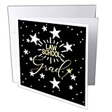 3dRose Doreen Erhardt Graduation Collection - Law School Graduate New Attorney Graduation Chalkboard and Stars - 1 Greeting Card with Envelope (gc_310168_5)