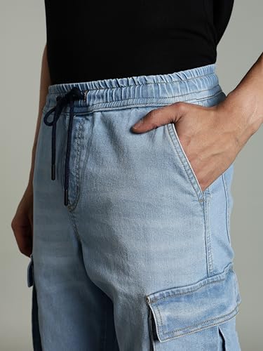 Image of INKD Men's Regular Fit Joggers - Mid -Rise | Cotton Blend | Stretchable Fabric| Elasticated Waistband | Jeans for Men (Available in Plus Sizes)