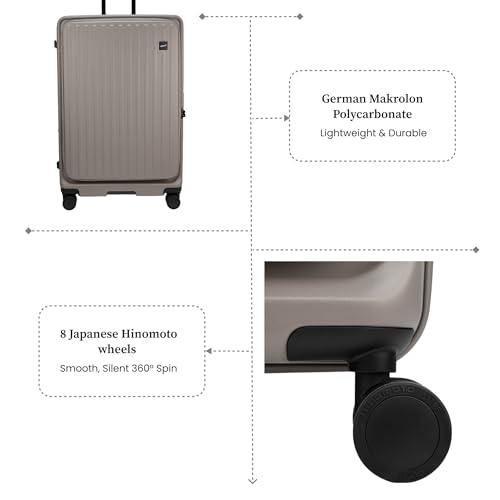 Image of F Gear Montreal Large 76cm German Polycarbonate Hard Luggage|8 Japanese Hinomoto Silent Wheels|Expandable Check-in Front Opening Suitcase for Travel| Anti-Theft Zipper, TSA 007 Lock (Taupe)