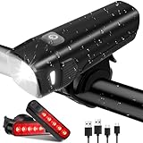 2025 New IPX6 Water Proof Bike Headlight with 2 Tail Light, 5+4 Modes Rechargeable Type-C Bike Lights for Night Riding, High Lumen Bicycle Lights Front and Rear, Gift Set for Road Mountain Cycling