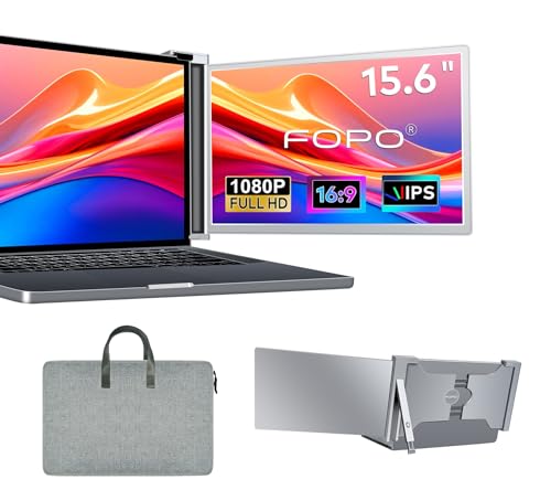 FOPO 15.6" Laptop Screen Extender Monitor Portable FHD 1080P IPS, Dual Monitor Extender for 13"-17.3" Laptops, Compatible with MacOS, Windows