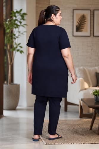 Image of In Love Women's Printed Cotton Plus Size Longline T-Shirt with Pockets | Cotton fabric - soft longline T-shirt with easy plus-size fit