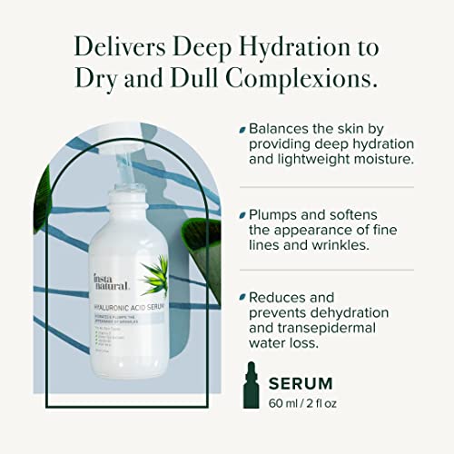 InstaNatural Hyaluronic Acid Serum, Face Serum with Vitamin C, Jojoba Oil, and Aloe Vera for Hydration, Brightening, and Anti Aging - Thumbnail 2