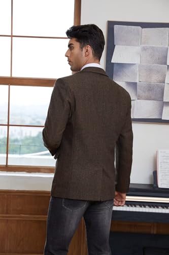 Mens Herringbone Tweed Blazer Men Vintage Suit Jacket Lightweight 2 Button Business Sport Coat Jackets4