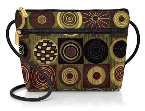 Image of Danny K. Women's Tapestry Zipper Purse Crossbody Handbag, Adjustable Cord, Handmade in USA