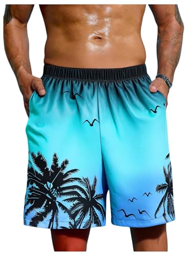 Floerns Boy's Swim Shorts Ombre Print Quick Dry Bathing Suit with Mesh Lining