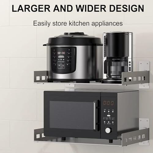 Scaffale da parete resistente per cucina, forno a microonde e organizzazione di elettrodomestici, in acciaio inox