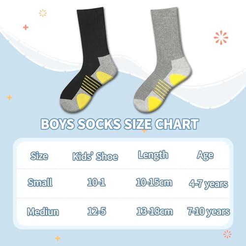 Comfoex Boys Crew Socks Half Cushioned Athletic Socks Calf Cotton Long Socks For Kids 4-6 6-8 8-10 Years Old 6 Pairs