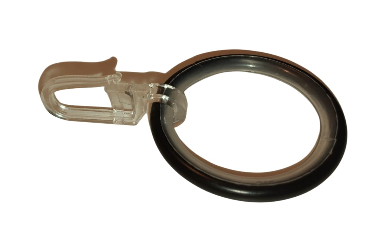 100x Gardinenringe mit Gleiteinlage Ø 16, 20 & 25 mm schwarz | Rundringe aus Metall mit Gleiteinlage und Faltenlegehaken für Gardinenstangen Ø 16, 20 und 25 mm. Leichtgängiges Aufziehen.