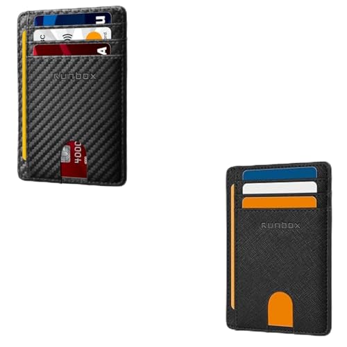 RUNBOX Slim Wallet for men Carbon Black & Oil Black card holder