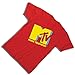 MTV Mens Shirt with Checkerboard - #TBT Mens 1980's Clothing - I Want My T-Shirt (Red, X-Large)