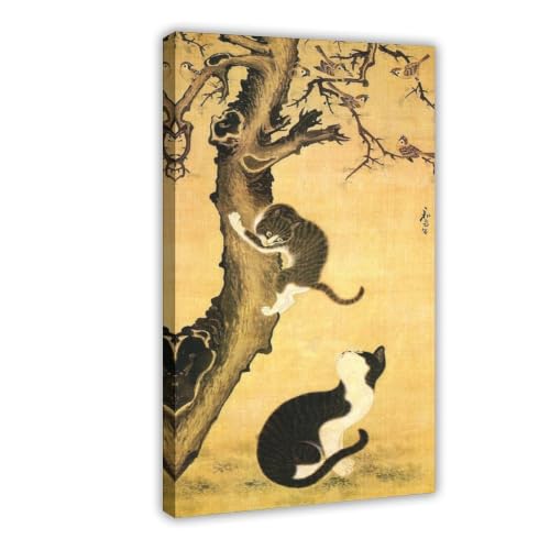 Affiche chats et moineaux Myojakdo pour décoration murale bureau