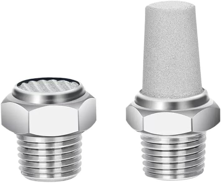 304 Stainless steel Pneumatic Exhaust Muffler Air Compressor Noise Reducer Solenoid Valves Silencers(Short,3/8")