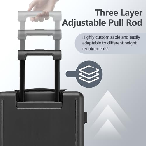 20 Inch Carry-on Luggage, 22x14x9 Airline Approved Carry on Luggage, Hard Shell Small Rolling Carry on Suitcase with Spinner Wheels TSA Approved for Travel (Black, 20 Inch)4