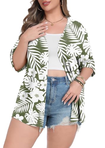 Image of Lastshe Womens Plus Size Cardigan Short Sleeve Lightweight Loose Cover Ups Open Front Sweaters Summer Cardigan