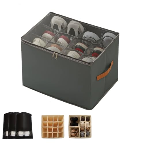 Boîte de rangement chaussures en tissu gris design épuré - 2