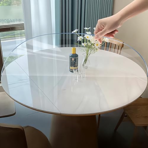 2mm PVC�e�[�u���J�o�[ - �����ȉ~�`�e�[�u���N���X�A�h��&����h�~�̓�K���X�ϔM�e�[�u���v���e�N�^�[�B(���a80cm)
