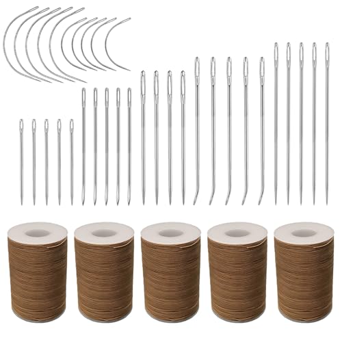Hilo de lino resistente de 0,5 mm para coser bolsos de cuero con agujas incluidas