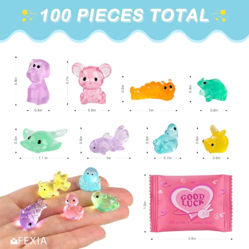 Image of FEXIA 100PCS Mini Resin Animal Mystery Blind Bags for Fairy Garden Luminous
