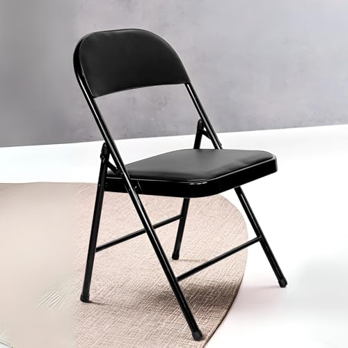 Image of ROSE Paris Folding Chair for Home | Lightweight, Portable, Balcony, Garden, Camping Chair | Indoor Outdoor Chair | Restaurant Chair (Black (Cushioned))