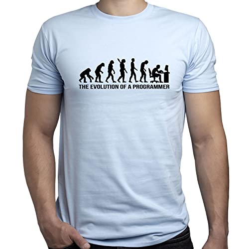 EUGINE DREAM Evolution Programmer Coder Shirt Homme T-Shirt Bleu Clair L