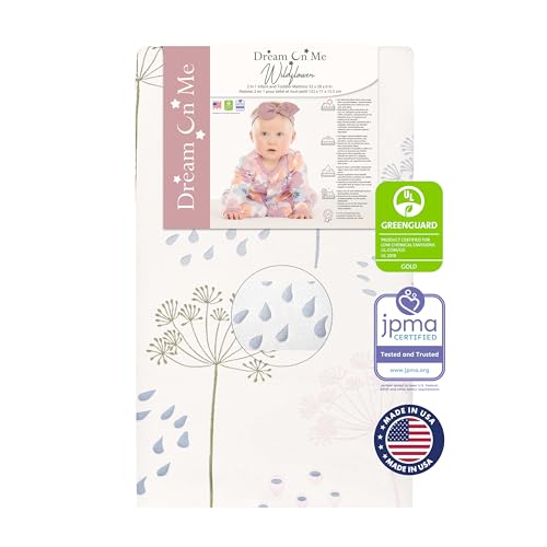 Dream On Me Wildflower 2-in-1 Mattress – Greenguard Gold & JPMA certified. Safe, supportive &...