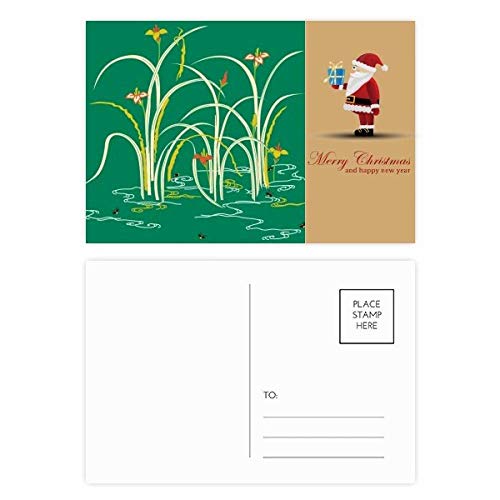 Lot de 20 cartes postales Père Noël vert culture pour accompagner vos cadeaux
