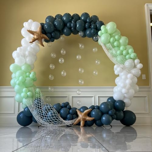 Image of Under The Sea Balloons, 35PCS Dusty Slate Blue and Green Balloons, Baby Light Green Sand White Latex Balloon for Kids Boys Under The Sea Ocean Themed Baby Shower Birthday Party Decorations Supplies