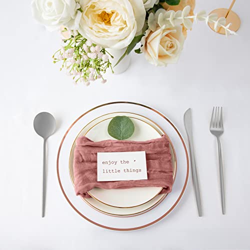6 Pack Cheesecloth Napkins With Wrinkle 20×20 Inches Dusty Rose Gauze Table Napkins For Mother's Day Dinner Wedding Birthday Party Home Decor, Dusty Pink #TOP4