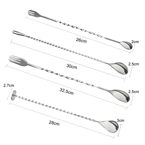 4 Stück Cocktail Rührlöffel Lang Cocktaillöffel Gedreht Mischen Bar Löffel Edelstahl Rührlöffel Multifunktions Lang… - Image 3