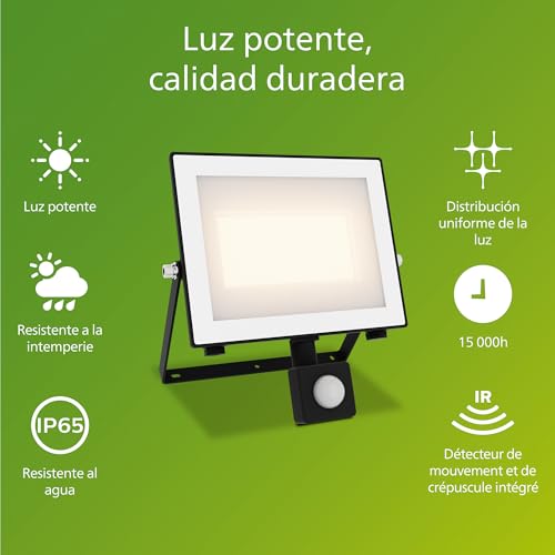 Miniatura 2 de Philips Lois Foco Reflector Led Exterior Con Sensor Movimiento 4500lm Negro