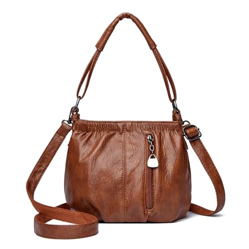 Image of CALANDIS Hobo Bag for Women PU Leather Casual Large Capacity Lightweight Shoulder Bag Brown | Womens Handbags & Bags