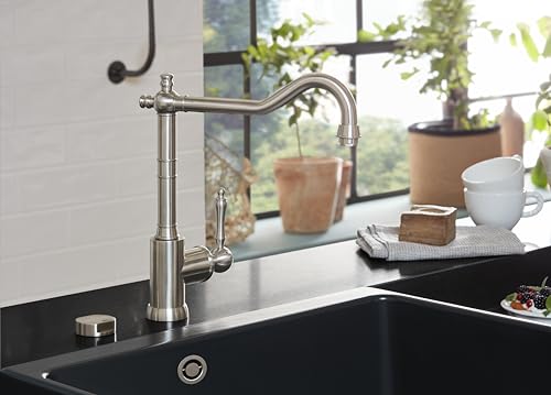 Villeroy & Boch Avia 2.0 bateria kuchenna, wysokociśnieniowa, kran kuchenny z ceramicznym wkładem i zakresem obrotu 360°, energooszczędna bateria zlewozmywakowa, wysokość wylewki 235 mm, masywna stal