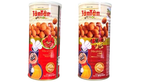 Image of Combo - Shrimp Flavour Peanuts and BBQ Flavour Peanuts - Dau Phong Vi Tom va Dau Phong vi BBQ - 7 Oz per Can with 2 Cans per Order
