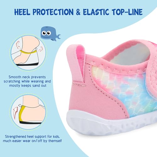 Image of LeIsfIt Toddler Water Shoes Boys Girls Barefoot Aqua Socks Kids Breathable Quick-Dry Swim Shoes for Beach Pool Surf