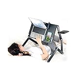 ノートパソコンスタンド 折りたたみ式 読書スタンド ベッド ソファ 床 畳 車内で使える (ブラック)
