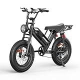 Spacewalk Electric Bike for Adult,20'x4'Fat Tires Ebike,Suitable for Riders 5'5'& Above,750W Motor,24.9mph,48V 15Ah Removable Battery,2X Front & 2X Rear Suspension (Black) (20' Black)