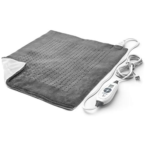 Pure Enrichment® PureRelief™ XXL (20" x 24") Electric Heating Pad for Back Pain and Cramps - 6 InstaHeat™ Settings, Machine Washable, Soft Microplush, 2-Hour Auto Shut-Off, & Storage Bag (Gray) Cover