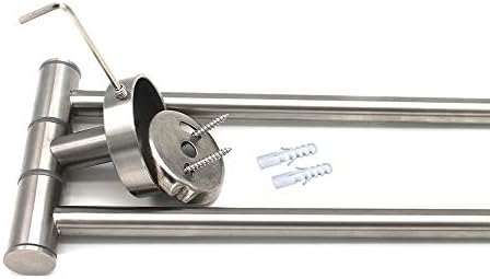 Swivel Towel Rail - Silver Stainless Steel Bath Towel Rod Arm, BathroomKitchen Swivel Towel Rack Hanger Holder Organizer, Folding Space Saver Towel Rail (2 Arms)