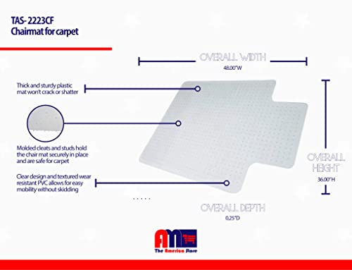 Am The America Store Chair Mat For Carpet - Computer Desk Mat For Carpeted Floors - Easy Glide Rolling Plastic Mat For Office Chair On Carpet For Work, Home, Gaming With Extended Lip (36” X 48”) #TOP3