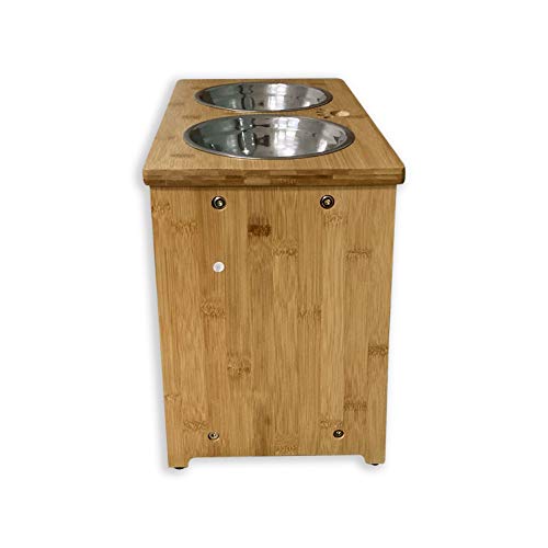 zoo-xxl Bar a Chien en Bois de Bambou, Porte gamelle