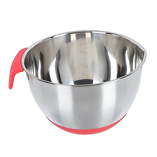 CLISPEED 1 Pieza Batidor De Huevos De Acero Inoxidable Bochas Con Verter Mezcla De Tazón Mezclando Tazón Para Batir Tazones Para Hornear Largo Bol Batidora De Pie Gel De Sílice Rojo