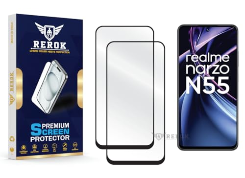 Image of Gorilla Tempered Glass Screen Protector Compatible with Realme Narzo N55 [Pack of 2] | Edge-to-Edge, Bubble-Free, Case Friendly, Easy Installation Kit