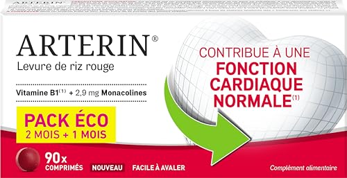 ARTERIN Levure de riz rouge 2,9 mg - Contribue à une fonction cardiaque normale* - Complément Alimentaire à base de levure de riz rouge et de *Vitamines...