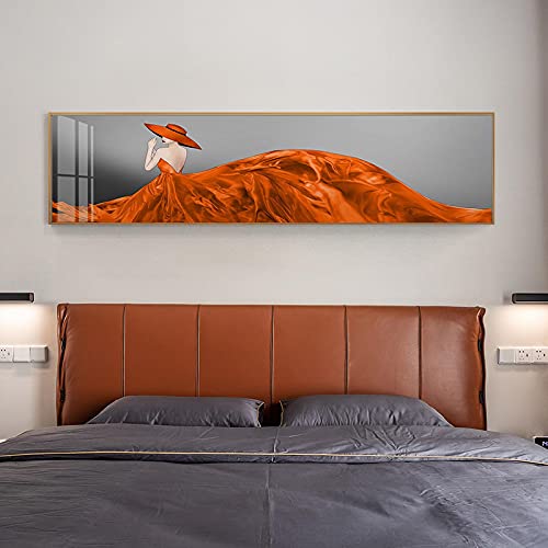 Affiche Toile Nordic Orange de Haute Qualité Figure Moderne Impression d'Art 50x200cm