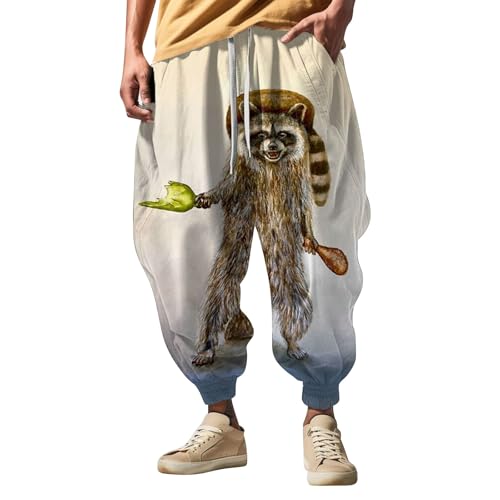 Sweat Pants Japanese Pants Men Casual Baggy Anime Joggers Sweatpants Elastic Drawstring Tapered Boho Hippie Harem