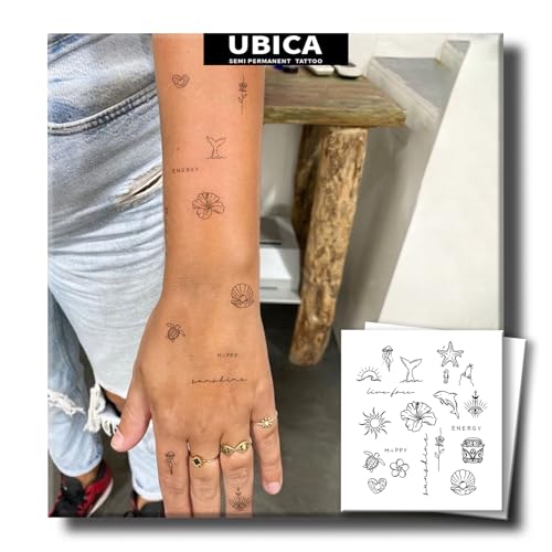UBICA Semi Permanent Tattoo, Tropical Tiny Temporary Tattoo Designs(Shells, Starfish,