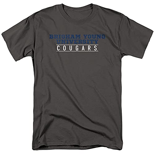 Brigham Young University Official Between The Lines Unisex Adult T Shirt, Charcoal, 4X-Large