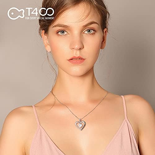 T400 Sterling Silver Necklace I Love You to The Moon and Back Motivational Phrase Engraved Necklaces Heart Pendant Gift for Women Christmas Gifts Valentine's Day