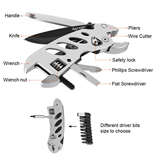 Dpnao DP-02A Multitool Wrench With 7 Tools/Pliers/Wire Cutter/Flat Screwdriver/Phillips Screwdriver/Portable Folding Multifunctional Adjustable Multi Purpose Stainless Steel Tool thumb #1